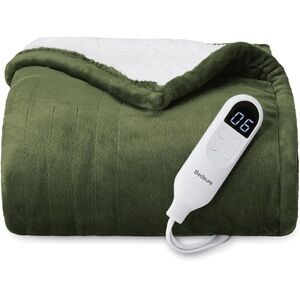 Bedsure Heated Blanket Throw Blanket in Olive Green